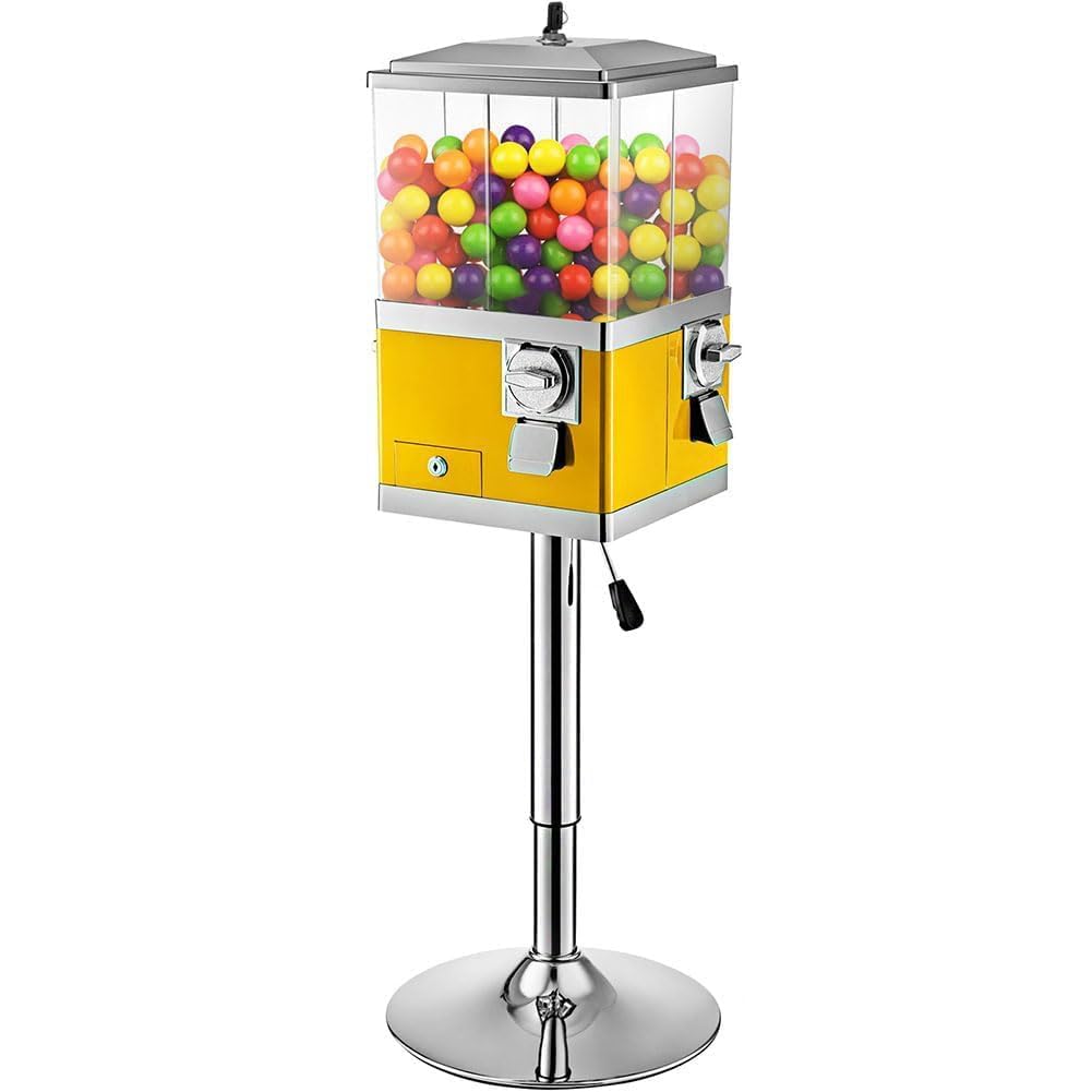 Rotatable Gumball Machine with Stand, Candy Vending Machine Commercial, Coin Operated Bubblegum Sweet Dispenser for Toy Capsules Bouncy Balls