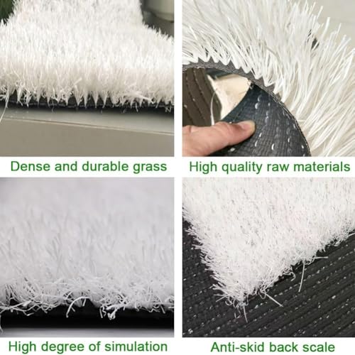 Césped artificial blanco de alta densidad, alfombra realista para diseño exterior 3