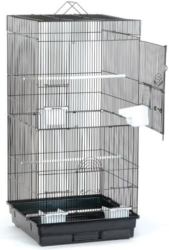 Blue Ribbon Extra Tall Square Style Roof Bird Cage, 18-Inch by 18-Inch by 36-Inch Black/Smoke