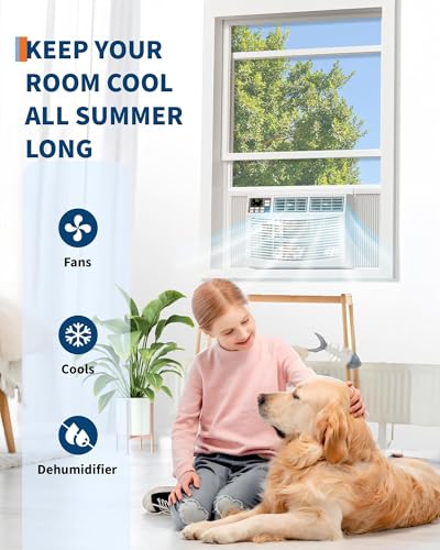 Image of 8000 BTU Window Air Conditioner, Window AC Unit 115V Cools Up to 350 Sq.Ft, Energy Saving with Remote & App Control & Timer, Perfect for Small Bedroom or Living Room, Easy Install Kit