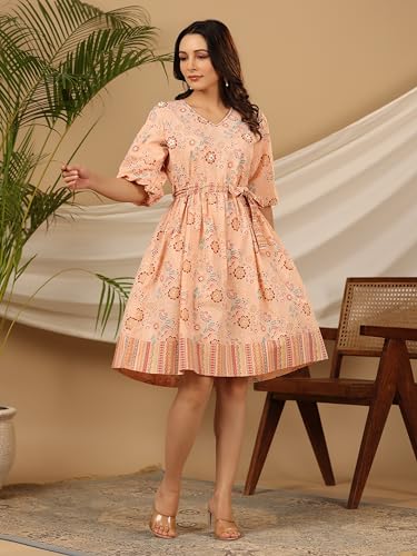 Image of Juniper Women's Cotton Fit and Flare Knee-Length Casual Dress