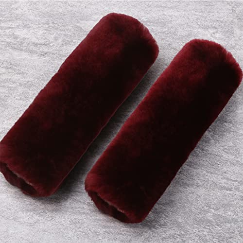 Image of OGLAND 2 Pack Sheepskin Car Seat Belt Cover Pads | Wool Seatbelt Cushions