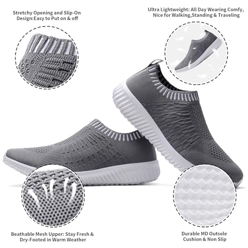 Image of konhill Womens Walking Shoes Slip On Sneakers Breathable Mesh Lightweight Casual Footwear for Daily Commute