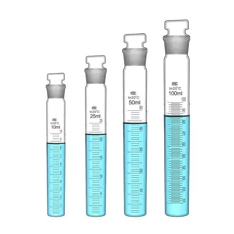 Tubo colorimétrico Nessler de vidrio, tubo de ensayo de fondo plano for laboratorio a escala completa de 10/25/50/100 ml(10ml 10PCS)