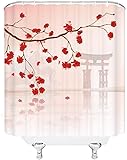 Duschvorhang 180x200 cm Japan 3D Duschvorhänge Distel Shower Curtains Textil Anti Schimmel Wasserdicht Dusch Vorhang für Badewanne Polyester Stoff Waschbar Bad Vorhang mit 12 Haken H2749