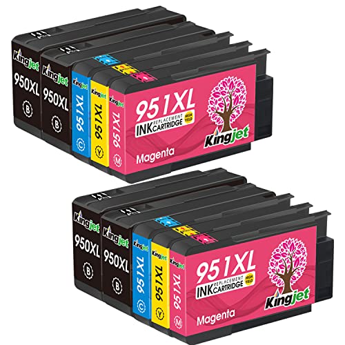 Kingjet 950XL 951XL Multipack druckerpatronen, kompatibe für HP 950 951 XL kompatibel mit HP Officejet Pro 8600 8610 8615 8620 8630 8640 8660 8616 8625 8100 251dw (4 Schwarz/2 Cyan/2 Magenta/2 Gelb) Cover