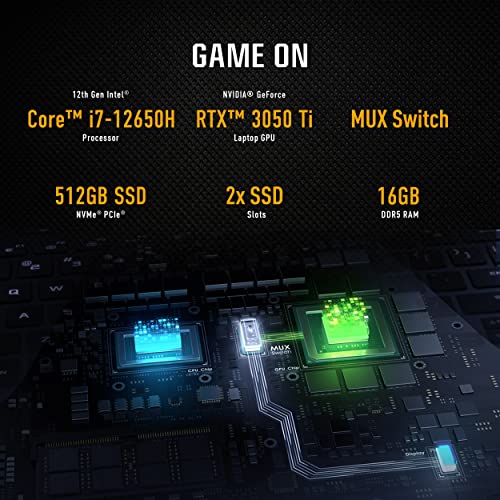 TUF Dash 15 (2022) Gaming Laptop, 15.6 pollici 144Hz FHD, Intel Core i7-12650H, GeForce RTX 3050 Ti, 16GB DDR5, 512GB SSD, Thunderbolt 4, Windows 11 Home, Off Black, FX517ZE-ES73 - Notebook - Immagine 1