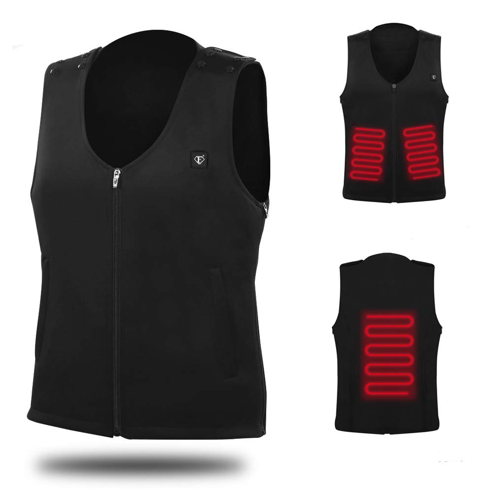 Temcon Adjustable Electric Heated Vest Lightweight Washable Size Adjustable USB Charging with 3 Heating Zone Clothing for Adult Riding Hunting Hiking Skiing and Camping Golf Rock … Black