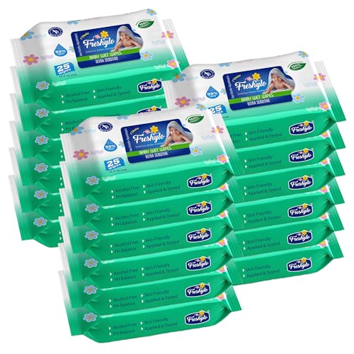 Image of Baby Wipes with 99% Purified Water & Glycerine | Extra Thick & Moist Wet Tissues | Alcohol free, Skin-Friendly, pH balanced & Hypoallergenic | 450 Counts (Pack of 18)