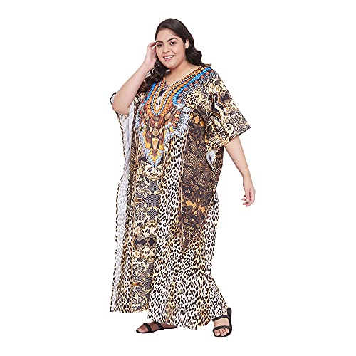 Image of Oussum Women Kaftan Plus Size Polyester Summer Lightweight Caftan Swimsuit Cover Ups Maxi African Mumu Lounge House Dress