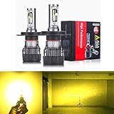 Alla Lighting S-HCR HB2 9003 H4 LED Bulbs 10000Lm Xtreme Super Bright 3200K Amber Yellow Dual...