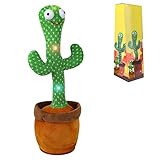 Humor Ted Dancing Singing Cactus Toys with Box, Talking Mimicking Cactus Repeats What You Say, 2 Interchangeable Costumes for Halloween & Christmas, Educational Toy Gift for Children
