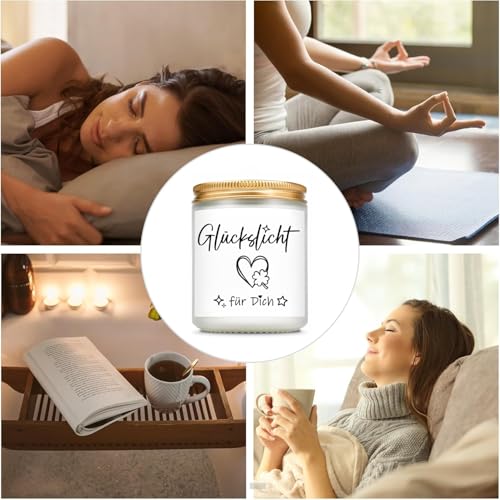 Duftkerze Kerze mit Spruch Glückslicht Geschenke für Frauen 7OZ Kerze im Glas Kerze Danke Geschenk für Frau Freundin Kollegen Mama Oma Geburtstag