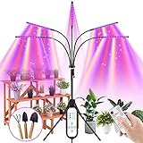 LED Grow Light Indoor Plants - 5 Heads 200W 150LED Plant Light with Adjustable Stand,Auto On/Off Timer with Remote Control,5Switch Modes,10 Dimmable Brightness,Full Spectrum for Indoor Plants