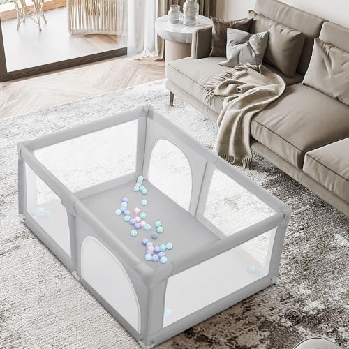 Parque infantil para apartamento, parque infantil con 4 ventosas inferiores y puerta con cremallera, parque infantil con malla suave transpirable, valla para bebé, tela Oxford (A 180 x 120 x 66 cm,