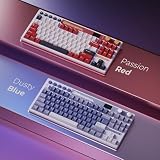 RK ROYAL KLUDGE M87 Mechanical Keyboard Wireless, 75 percent Gaming Keyboard 2.4Ghz/Bluetooth/USB-C Gasket RGB Keyboard US Layout with 7500mAh Battery, LCD Smart Display & Dual Knob, Cream Switch, Red - 9