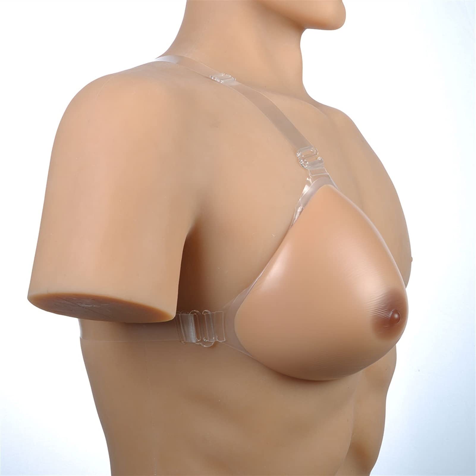Sujetador de Bolsillo Especial Forma de Seno de Silicona Pechos Falsos para Mastectomía, Pechos De Silicona Lado Derecho Izquierdo Un Solo Hombro con Correa Ajustable para Prótesis