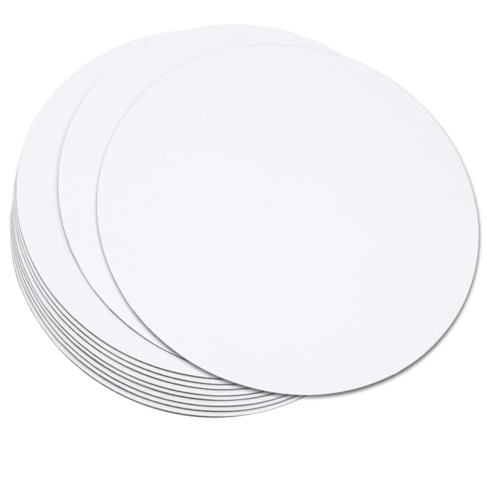 SenZee 8 Inch Cake Board Round 10 Pcs White Cakes Base Boards Cardboard Circles Cards 2mm Thin for Display Birthday Wedding