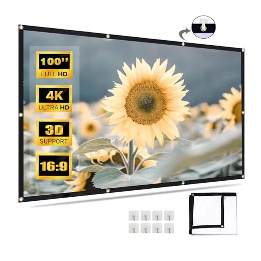 100 Inch Projector Screen - Polyester, 16:9 Aspect Ratio, Thicken Material, Easy Installation, Wrinkle-Free, 165° Viewing Angle - Foldable & No Crease Design. Perfect for Indoor and Outdoor