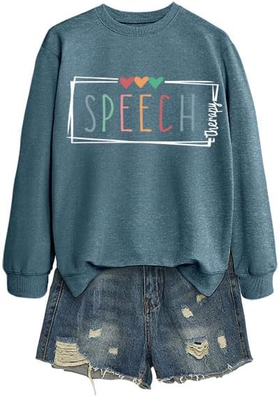 Speech Therapy Sweatshirts For Women Speech Pathologist Sweatshirt Funny Graphic Shirt Crewneck Long Sleeve Pullover - Image 3