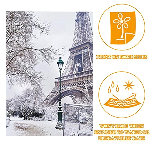 Drapeau de jardin Tour Eiffel neige décoration double face résistante aux intempéries - 2