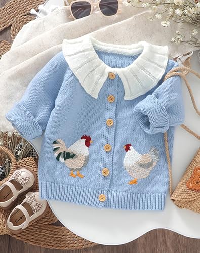 Baby Girls Cardigan Long Sleeve Kid Button Sweater Girl Crew Neck Cardigans Cable Knit Sweater3