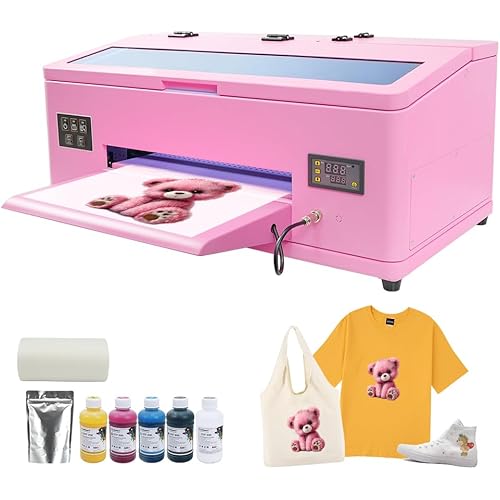 A3 DTF Printer 1390 Transfer Printing Machine 100% Transfer Rate for DIY Print T-Shirts, Leather, Other Textile (A3 Printer + Software + 5x250ml Ink + 1 Roll Film)