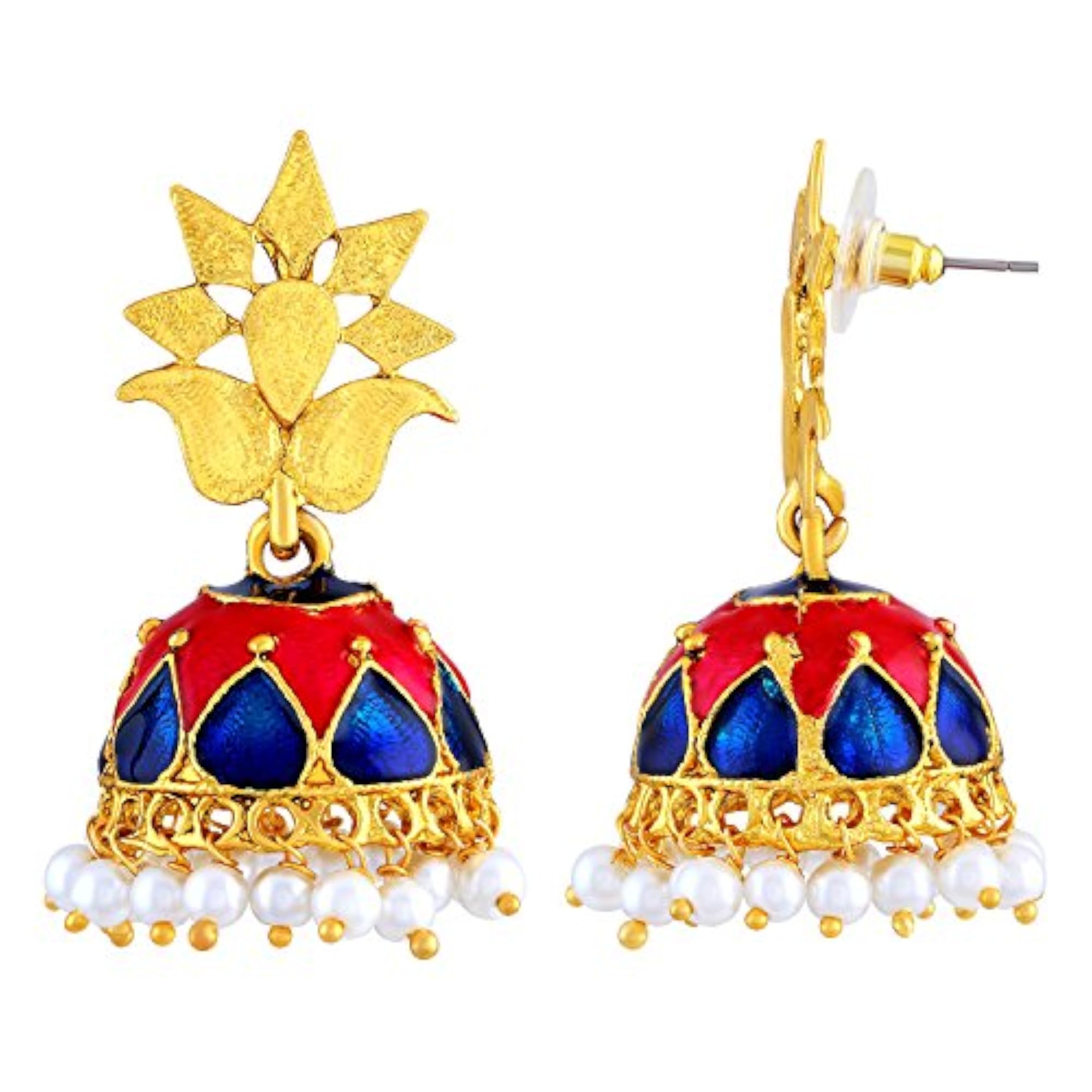 Women's Multicolor Gold Toned Jhumki Earrings