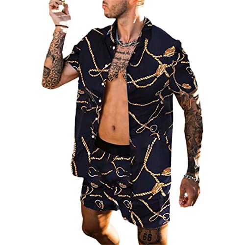 Ensemble à manches courtes pour homme avec chemise hawaïenne et short tz-1 Taille M