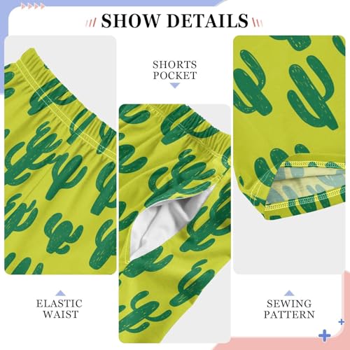ZZXXB Cacti Pattern Boys Long Pants Soft Trousers Elastic Waist Kids Lounge Bottoms with Pockets S-XL4