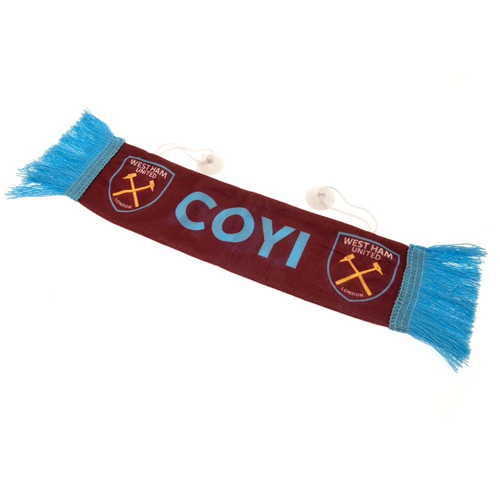 West Ham United Mini Hanging Car Scarf, COYI Design, Blue and Maroon