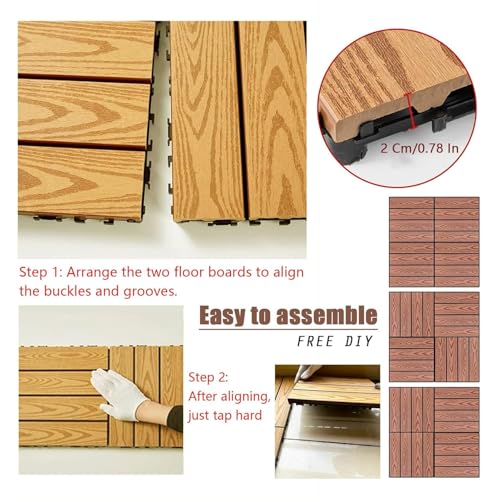 Baldosas entrelazadas de madera plástico cubiertas para suelo exterior terraza y balcón 5