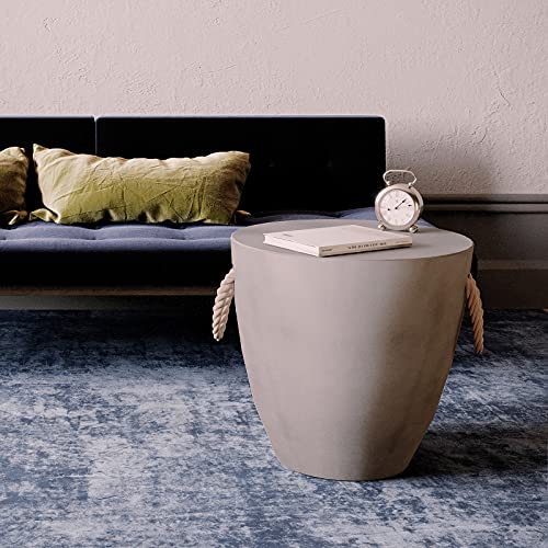 Sunbury Outdoor Side Table Set Of 2, 2 Piece Concrete Side Table Outdoor End Table, 17" Grey Accent Table Side Table For Patio Garden Living Room #TOP2