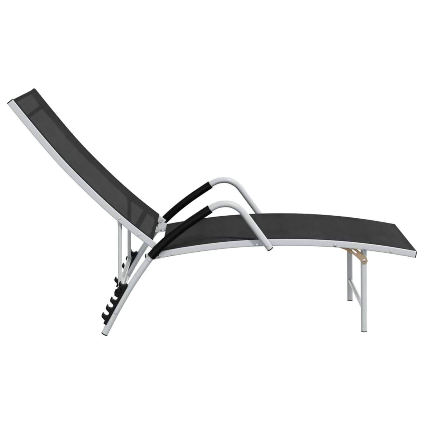 Lettino prendisole textilene in alluminio nero, regolabile, 170-193 x 60,5 x 51-96 cm, regolabile in altezza per alzarsi facilmente, ideale per giardino, terrazza e piscina
