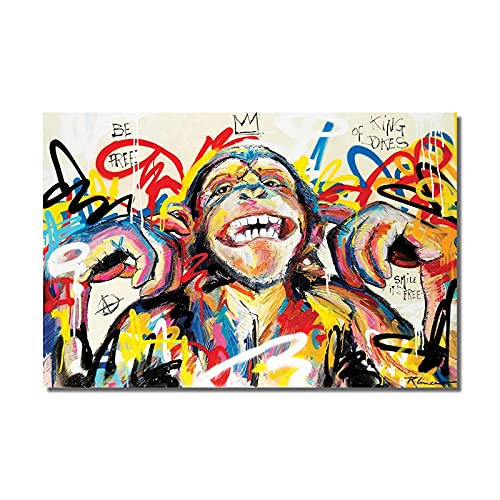 Peinture sur toile de haute qualité graffiti singe multicolore 80x100cm