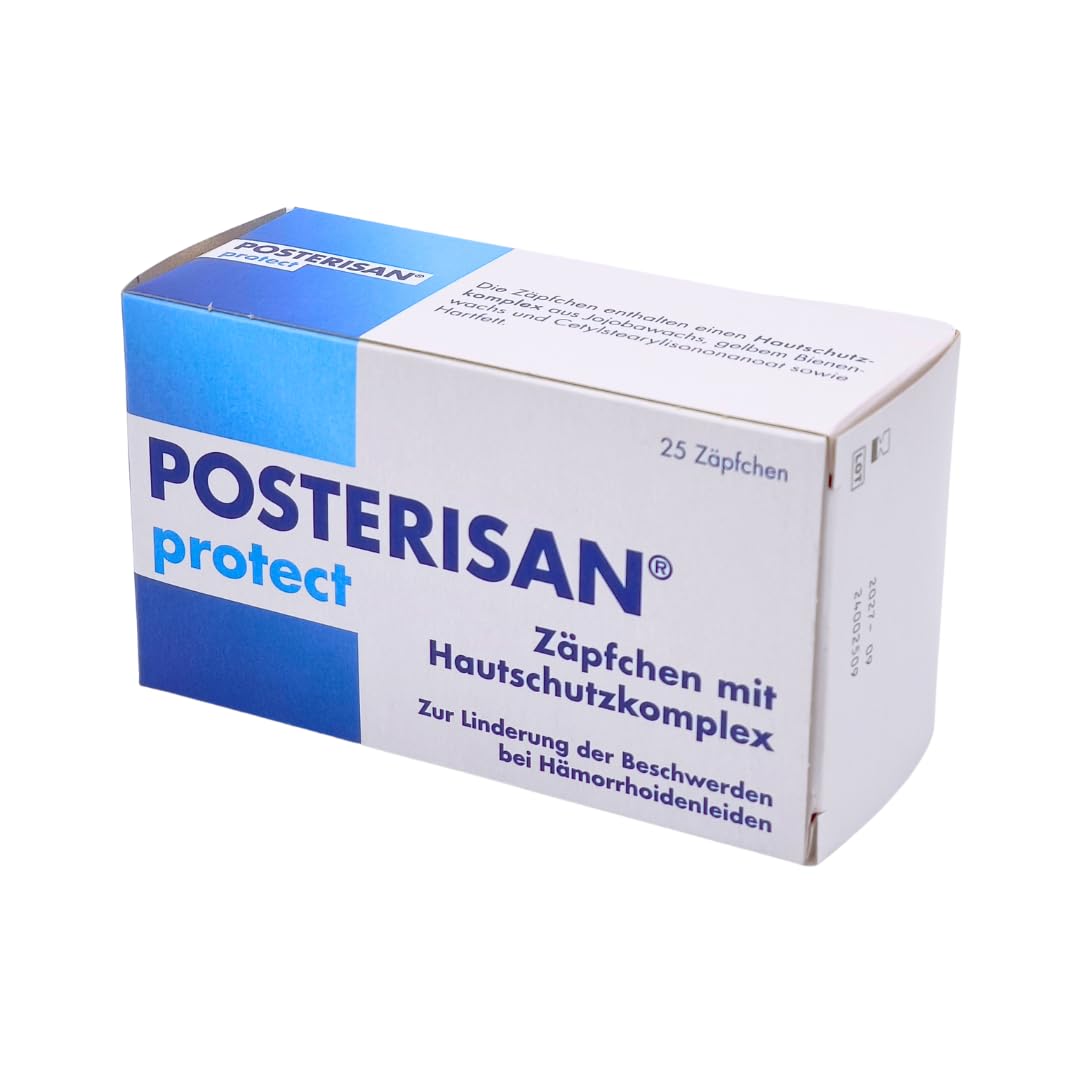 Posterisan protect 1x 25 Zäpfchen mit Hautschutzkomplex bei Hämorrhoiden I Schutz vor Reizungen I Jojobaöl & Bienenwachs I rektale Anwendung I für sensible Haut I Spar-Set plus Pharma Perle give-away