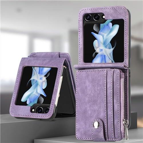 Housse Galaxy Z Flip 3 violette à fermeture éclair pour le quotidien