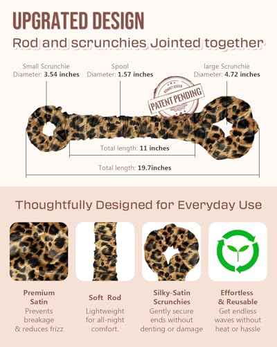 Image of BONNET QUEEN Heatless Hair Curler Satin Hair Curler Heatless Curls Women Hair Rollers No Heat Overnight Curls Large Curler, Leopard