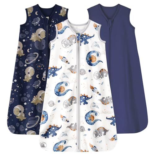 Looxii Baby-Schlafsack, 0,5 Tog, 100 % Baumwolle, 3er-Pack, tragbare Decke, Baby-Schlafsack für Neugeborene, 2-Wege-Reißverschluss, leichter Kleinkind-Schlafsack, 6–12 Monate