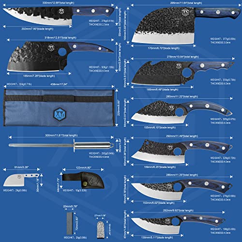Xyj Full Tang Serbian Butcher Knife Cleaver Chef Knives High Carbon Stainless Steel Ancient Campinf Knives With Leather Sheath #TOP1