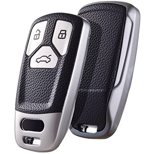 Image of ELOHEI for Audi Key Fob Cover, Premium Soft TPU 360 Degree Full Protection Key Case Accessories Compatible with Audi A4 Q7 Q5 TT A3 A6 SQ5 R8 S5 Smart Key(Leather Silver)
