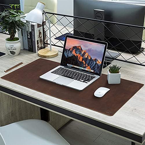 Contacts Genuine Leather Laptop Desk Pads 17.7X35.4 inch Blotters Mouse Pad Table Mat Waterproof Writing Pad for Office and Home Coffee (L)