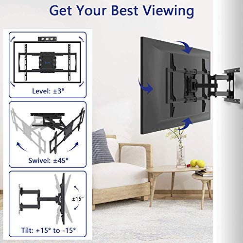 Rentliv Tv Mount For Most 37-75 Inch Led Lcd Oled Flat Curved Tvs Up To 132 Lbs Full Motion Tv Wall Mount With Swivel Articulating 6 Arms Tilts Rotation Tv Bracket Max Vesa 600X400Mm #TOP1