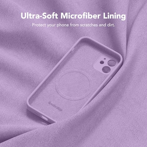 Image of Magnetic for iPhone 12 Case, Compatible with MagSafe, [Full Camera Protection][Screen Protector] Silicone Shockproof Protective Phone Case for iPhone 12 6.1 inch, Light Purple