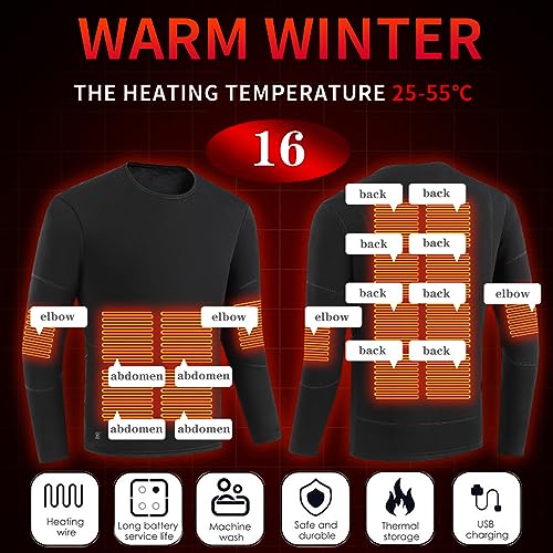 Heated Underwear for Men, Fleece Lined Base Layer Set, Winter Outdoor Soft Electric Heating Thermal Underwear2