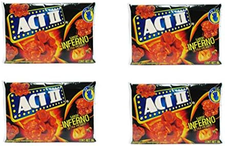 Act II Popcorn Palomitas sabor Inferno Ultra Picante, Ultra Hot (4-pack) Spicy Popcorn Inferno