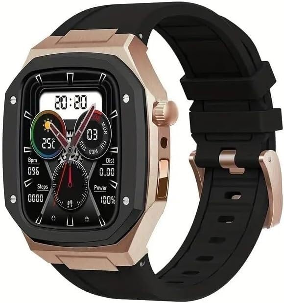 Bracelet de montre en silicone et acier pour iWatch, solution anti-rayures avec coque de luxe