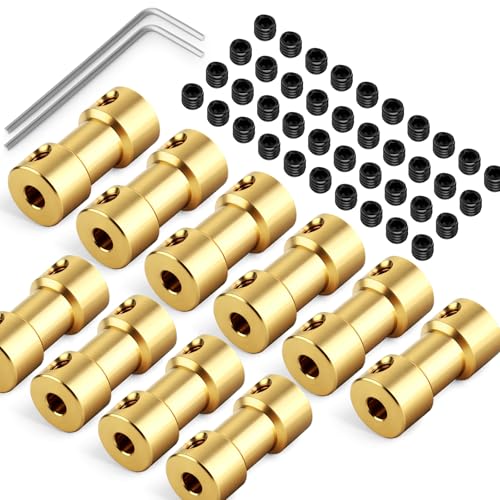 GAGIRA 10pcs 3mm to 4mm Shaft Coupler, Brass Set Screw Couplings, Motor Shaft Coupler