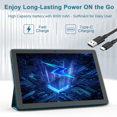 Image of 2 in 1 Android Table 10 Inch with Tablet Case and Stylus Pen Android 15 Tablet 5G WiFi-6 1280 x 800 Full HD IPS Display 6000mAh 64GB ROM + 12GB RAM (4+8 Virtal) 1024GB
