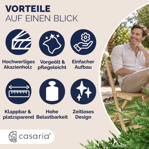 CASARIA Bistro Set Outdoor 3 Teilig wetterfest FSC®-Zertifiziert Teakoptik – Ansicht 7